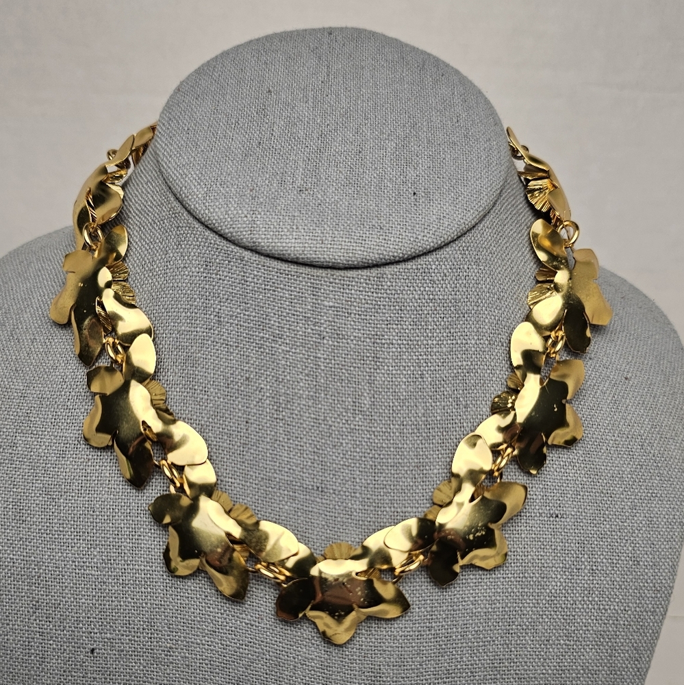 [J. CREW] Oversized Gold Flower Collar Statement Necklace - Picture 3 of 16